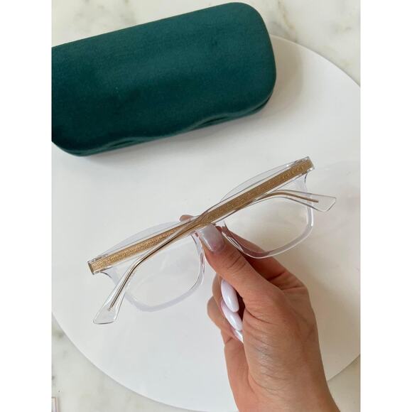 NEW GUCCI GG0184O Clear Gold Unisex Eyeglasses Frames - Picture 3 of 6